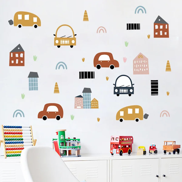 Cartoon Car Self-adhesive PVC Wall Stickers Home Decor Removable Decals for Nursery Kids Bedroom Baby Kids Boy Room Wallpaper