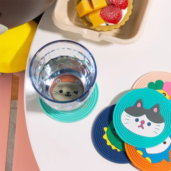 Cup Mat Silicone Coaster Placemats Place Mats Insulated Pad Mugs Cover Anti Slip Heat Resistent Animals Cartoon Durable Cute Hom
