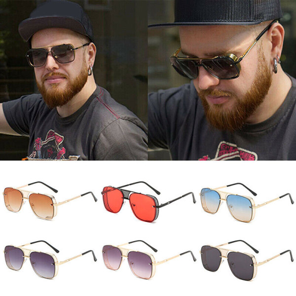 Oversized Square Pilot Sunglasses Metal Bar Mens Designer Fashion UV400 Glasses