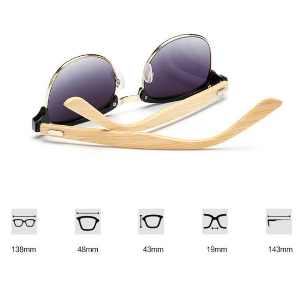 New Men Women Half Frame Coating Bamboo Wood UV400 Travel Sunglasses Eyewear New