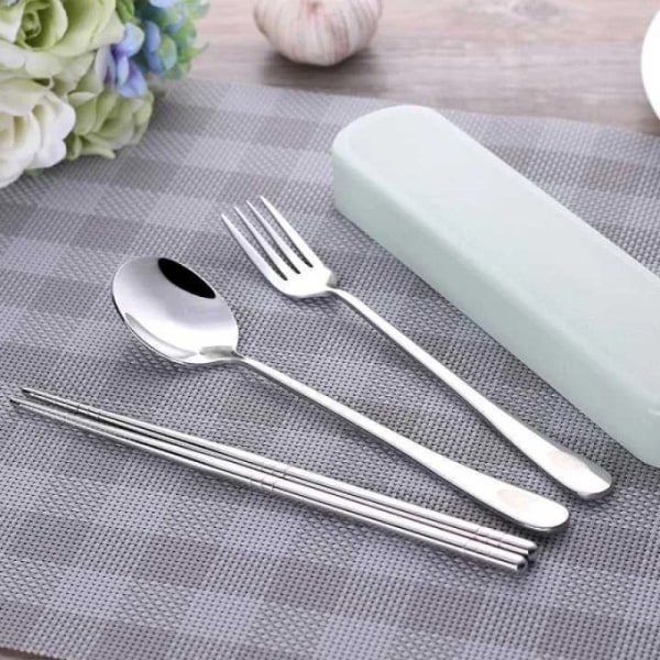 Travel Tableware Set Stainless Steel Dinnerware with Box Kitchen Fork Spoon Dinner Set for Kid School Cutlery