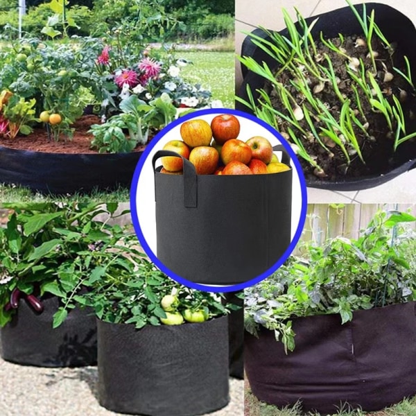 1/3/5/7/10/15/30 Gallon Grow Bags Felt Strong Plant Bag Gardening Fabric Grow Pot Vegetable Growing Planter Garden Flower Pots