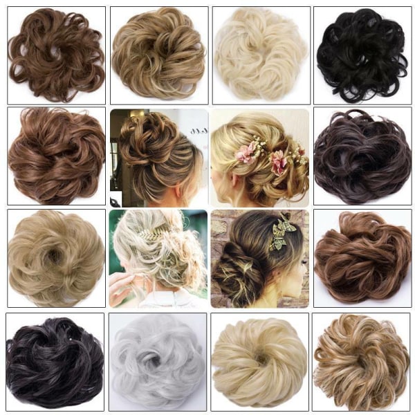 2 SIZE Real THICK Curly Scrunchies Messy Bun Chignon Hair Extensions as Human AH