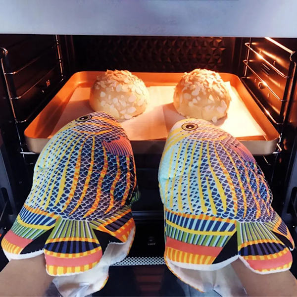 1Pc Colorful Kitchen Glove Oven Mitten Oven Mitt Anti-scalding Fish Shape Non-slip Baking Oven Mitten
