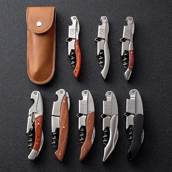 New Screw Opener Cutter Bar Table Key Bottle Opener Wine Beer Cap Remover Kitchen Gadgets Wood Handle Corkscrew Hot Professional