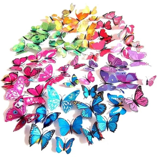 12pcs 3D Butterfly Wall Stickers DIY Art Decor Decals Craft Mural Sticker Decoration for Home Baby Live Room Party Kids Birthday