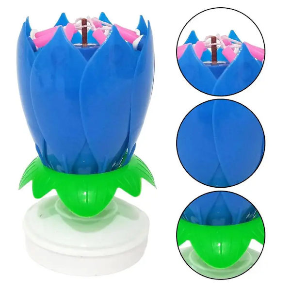 Lotus Candle Rotating Lotus Birthday Candle Singing Candle-Powered Spinning Cake Topper Reusable Birthday Candle Fits Any Size