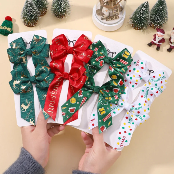 1Pc Christmas New Year Party Decor Hair Bows Girl Kids Holiday Decorations Supplies Baby Hair Accessories Gift Wholesale