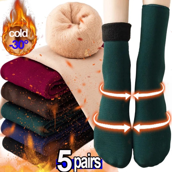 1-5pairs Women Men Winter Socks Warm Thicken Thermal Snow Boots Floor Socks Soft Velvet sleep Solid Color Floor Cashmere Socks