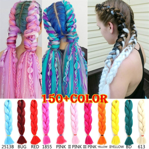 Jumbo Braiding Hair Kanekalon Braid Synthetic Crochet Fiber 60cm Hair 2pcs