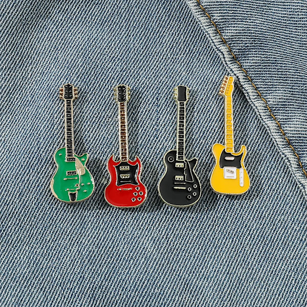 Vintage Mini Guitar Brooch Electric Guitar Fashion Metal Badge Musical Instrument Pin for Student Bag Kpop Jewelry Accessories