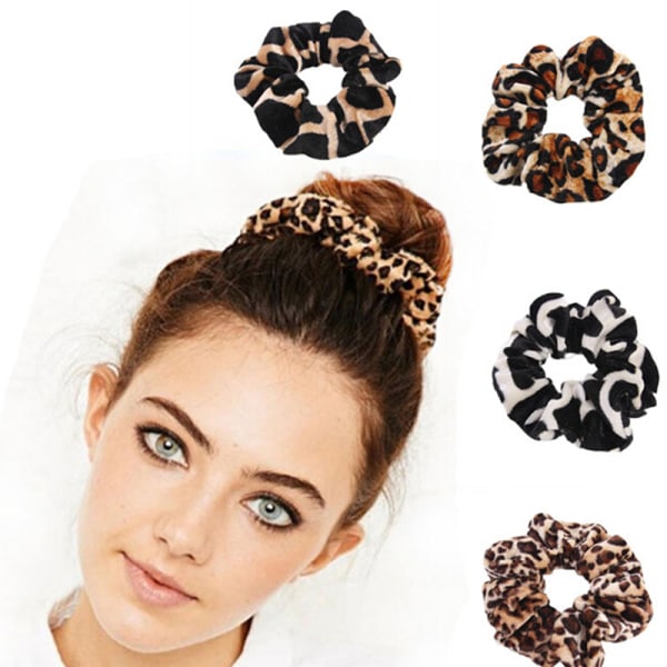 Leopard Print Hair Bands Scrunchie Elastic Scrunchy Ponytail Holder Hairband ^PN