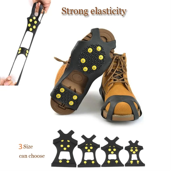 10 Studs Anti-Skid Snow Ice Climbing Shoe Spikes Ice Grips Cleats Crampons Winter Outdoor Climbing Anti Slip Safety Shoes Cover