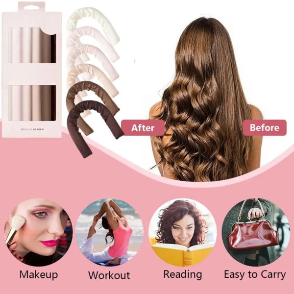 Heatless Curling Rod No Heat Hair Curlers Flexi Rods Lazy Hair Roller Sleeping Soft Curls Curly For Long Short Hair Styling Tool