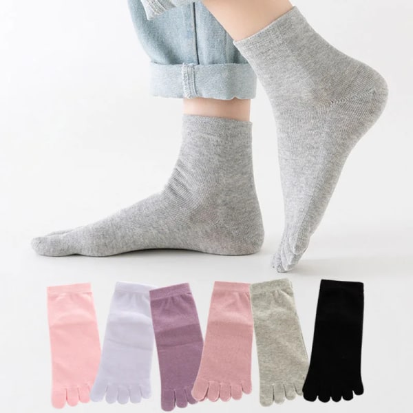Five Finger Socks Women'S Pure Cotton Five Toe Socks Sweat Absorbing Mid Tube Split Toe Socks Winter Warm Toes Socks For women