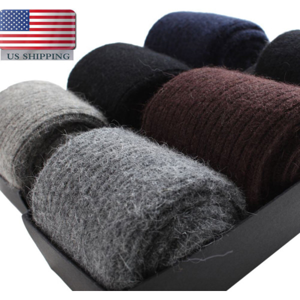 3Pairs New Men Wool Cashmere Winter Thick Warm Comfortable Casual Socks