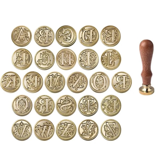 Retro Sealing Wax Stamp Head 26 Alphabet A-Z Letter Seals Stamp Set Tools Post Decor Wood Stamps Antique Wax Seal Stamp