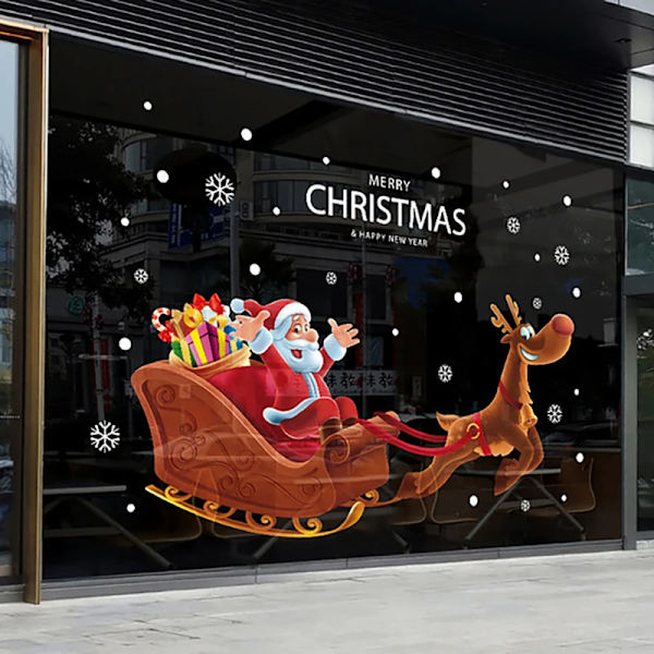 DIY New Merry Christmas Decor Window Stickers Santa Elk Wall Sticker For Christmas Home Door Window Display Decor Happy New Year
