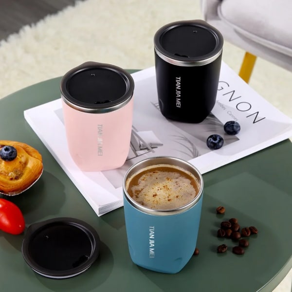 300ml Coffee Mugs Stainless Steel Thermos Cup Tea Coffee Water Cup Vacuum Insulated Travel Mug Car Mugs Household Office Mug