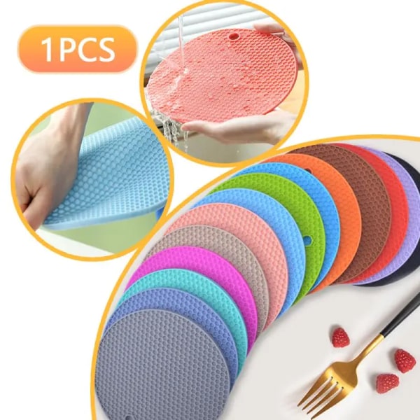 Round Silicone Coaster High Temperature Resistant Coaster Anti-scald Non-slip Pot Mat Dining Table Mat Insulation Pad Accessory