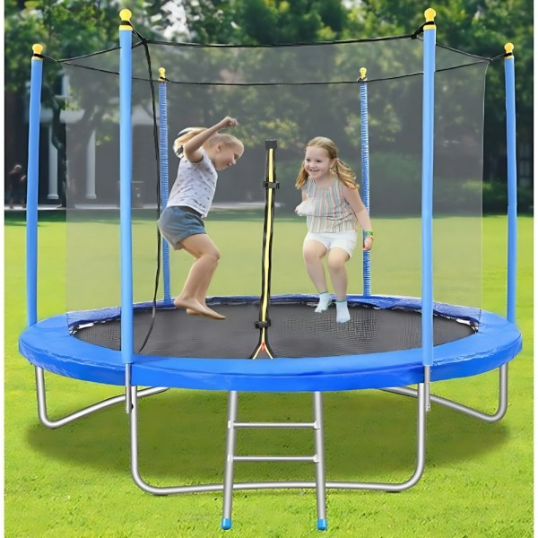 10FT Trampoline for  Kids with Safety Fence, Waterproof Jump Mat, Ladder, for Backyard Playground, 264 lbs Weight Capacity