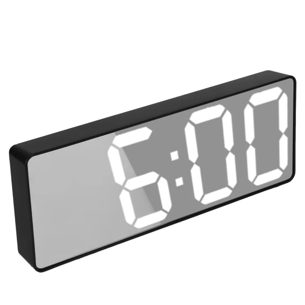 LED Digital Clock Acrylic/Mirror Alarm Clock Voice Control Time Temperature Display Snooze Voice Control Bedside