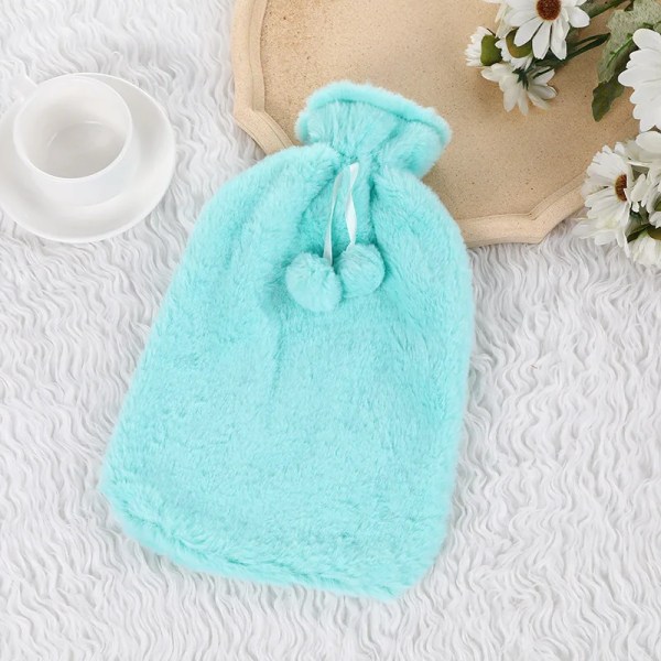 Winter Faux Fur Hot water bottle cloth cover Rubber Warm Children's 2 Liters Hand Foot Warmer Solid Household Water Bag cover