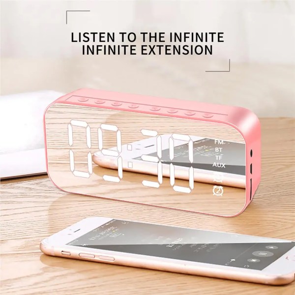 Digital Alarm Clock Electric Times Displaying Devices Rechargeable Multifunctional Tabletop Clocks Time Display Device pink