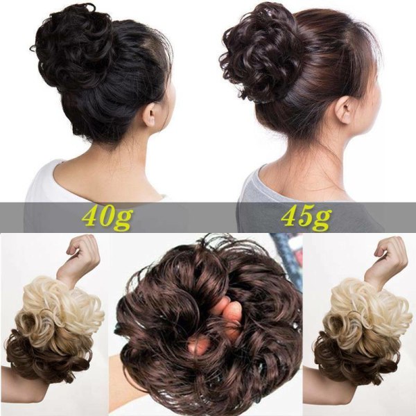 2 SIZE Real THICK Curly Scrunchies Messy Bun Chignon Hair Extensions as Human AH