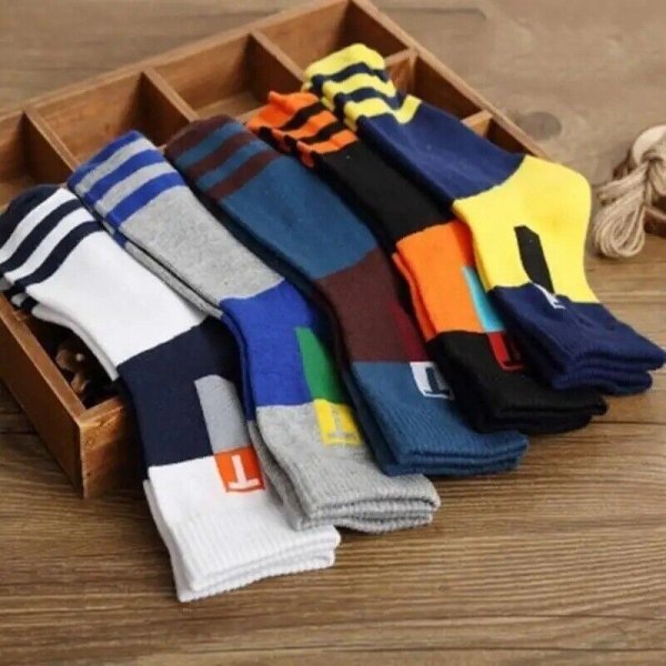10 Pairs Fall Winter Socks Solid Color Cotton Breathable Sports Basketball Socks