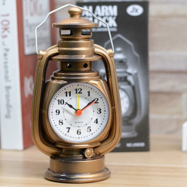 1Pc Retro Kerosene Light Alarm Clock Vintage Alarm Clock Table Clock For Home