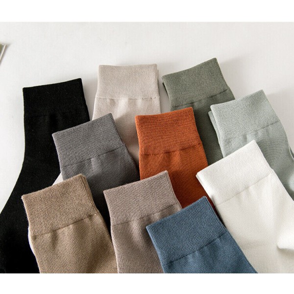 5 Pairs of men's winter solid color cotton odor-proof breathable stockings
