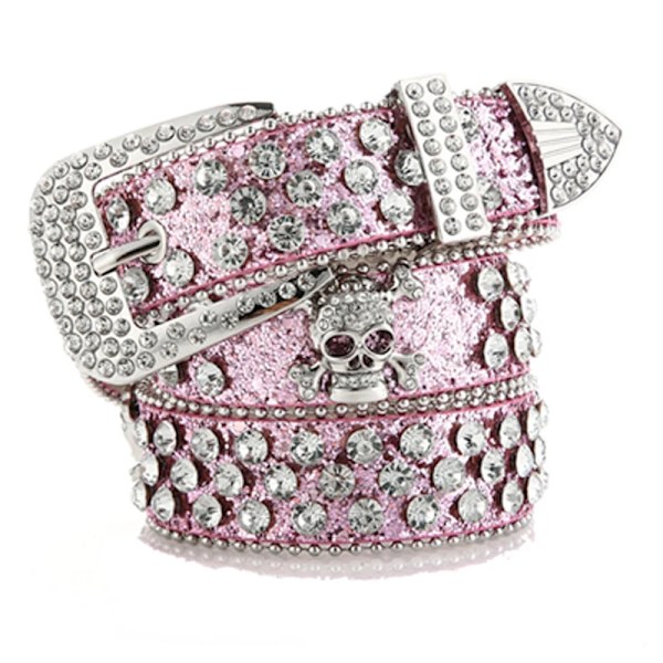Skull Head Rhinestone Waist Belt Women Leather Western Cowboy  Waistband Y2k Girls Fashion Style Belts for Jeans Accessories