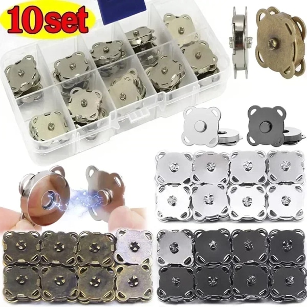 1/10Sets Magnetic Snap Fasteners Clasps Buttons Handbag Purse Wallet Craft Bags Parts Mini Adsorption Buckle 14/18mm Wholesale