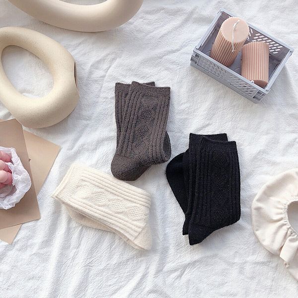 Autumn Winter Wool Socks Knitting Socks Solid color Double Needles Knitting