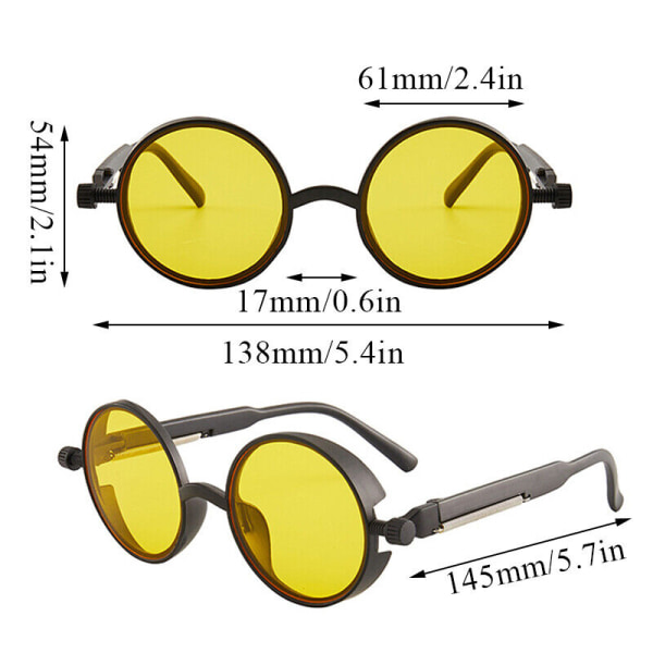Retro Steampunk Sunglasses Vintage Gothic Inspired Round Metal Circle Glasses UK