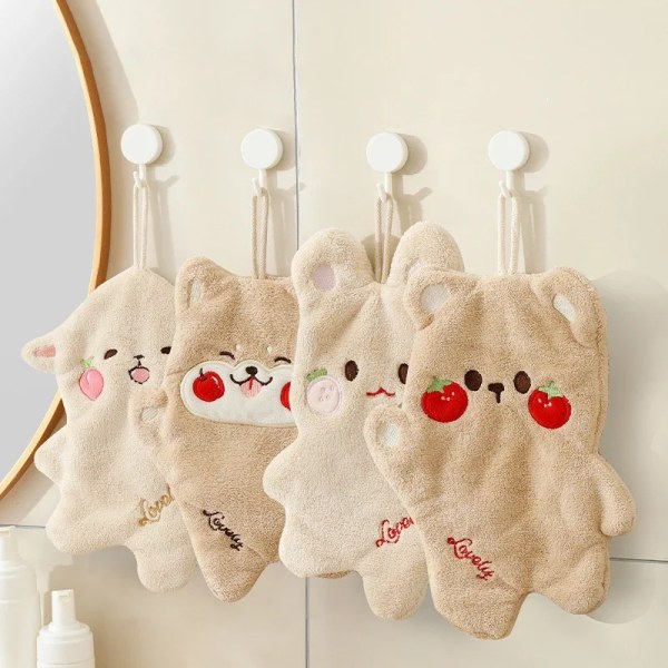 Cute Animal Hand Towel Soft Children Kids Bathing Towel Bathroom Kitchen Hanging Wipe Towel Thicken Absorbent Towels ????