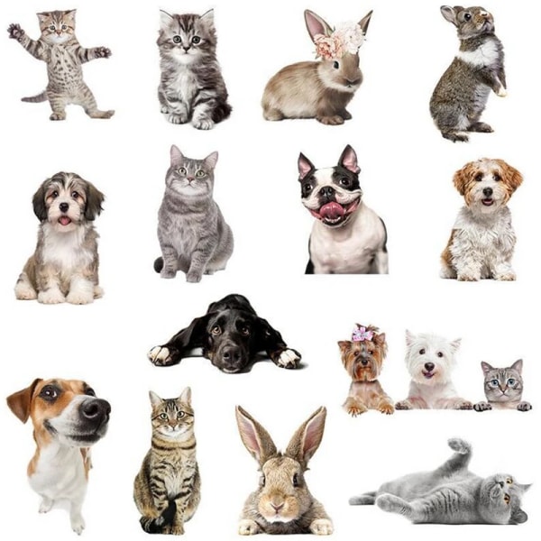 Cartoon cute cats, dogs and rabbits wall stickers, living room bedroom wall decorations, art murals, bathroom glass door decals