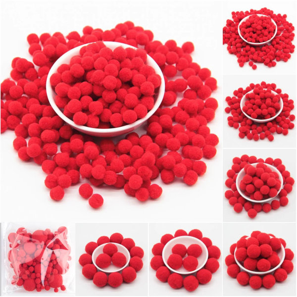 Red Pompoms 8/10/15/20/25/30mm Pom Pom Fur Ball Craft DIY Soft Pompon Wedding Home Garment Sewing on Cloth Accessories 20g