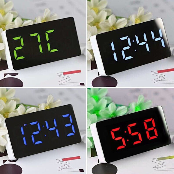 Mini Numérique Chevet LED Alarme Horloges Temps Calendar Température Clock-Decor