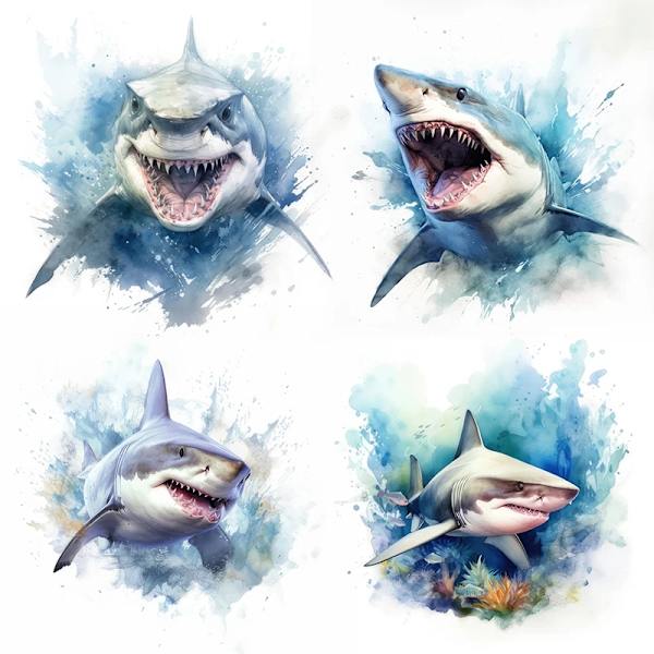 C94#Ferocious Shark Wall Stickers Children's Room Background Home Decoration Mural Living Room Wallpaper Funny Decals