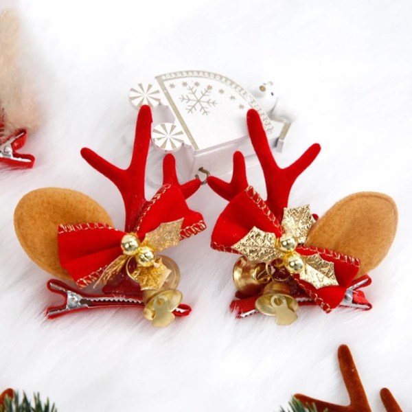 6pcs Lovely Hair Clip Cartoon Christmas Antler Hairpin for Teens Woman New Year Party Bangs Hairpin
