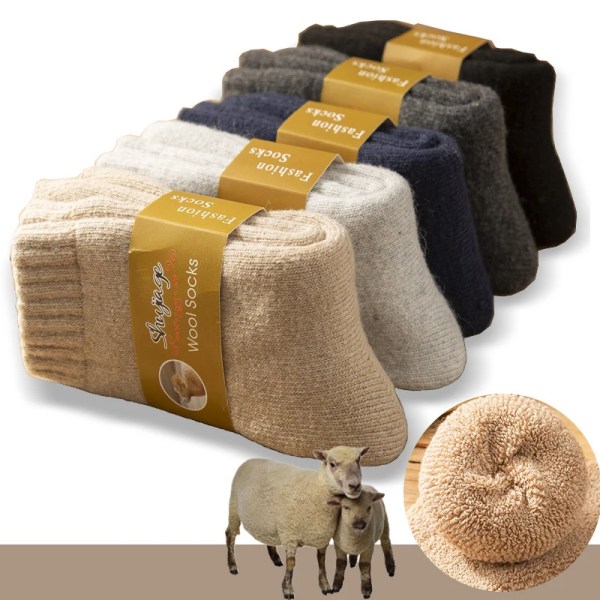 Winter Wool Socks Male Men's Socks Super Thicker Solid Socks Merino Plush Women's Socks Against Cold Snow Terry Socks