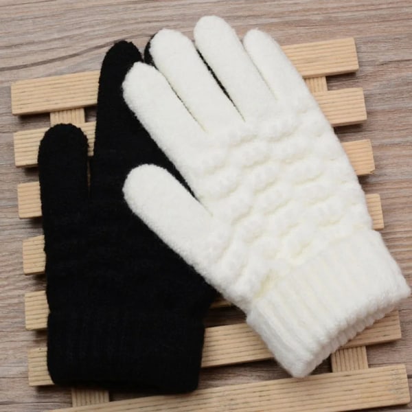New Fashion Kids Thick Knitted Gloves Warm Winter Children Stretch Mittens Boy Girl Infant Solid Guantes Split Finger Gloves
