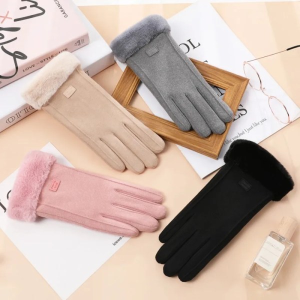New Plush Winter Women Gloves Full Finger Mittens Fashion Cute Furry Warm Mitts Women Outdoor Sport Female Gloves Touchable