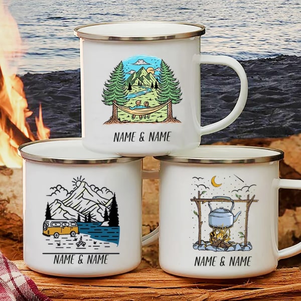 Personalised Name Caravan Printed Camper Mugs Camping Enamel Mug Coffee Cups Unusual Tea Cup Drinkware Personalized Gift Cupshe
