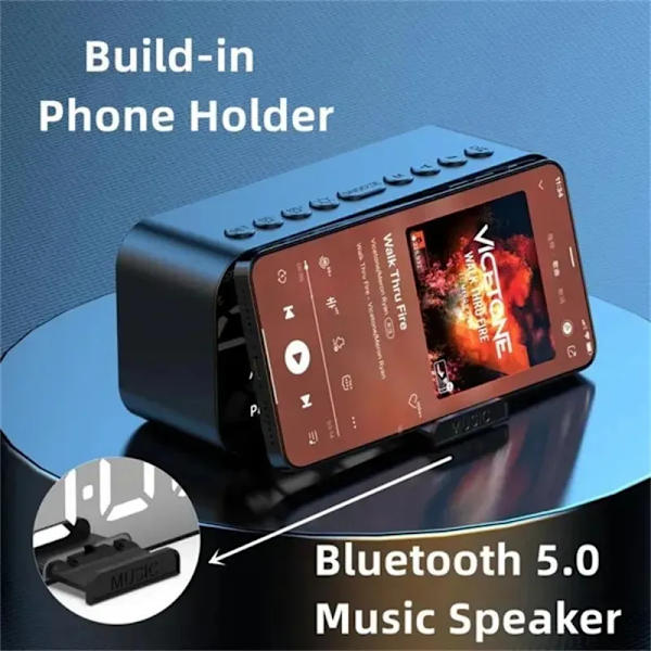 New 4IN1 Digital Alarm Clock LED Mirror Bluetooth Speaker Dual Alarm Clocks Music Player FM Radio Desktop Alarm Clock Speaker