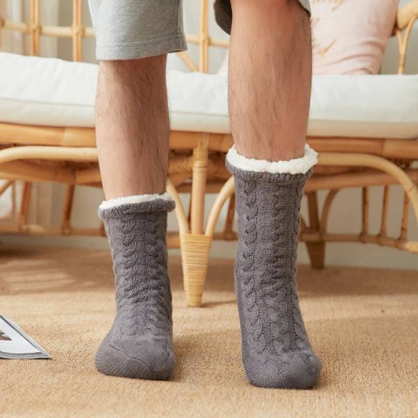 Mens Home Thermal Socks Winter Warm Short Cotton Thick Sleeping Soft Fluffy Slip Non Floor house fuzzy slipper Sock Male Grip