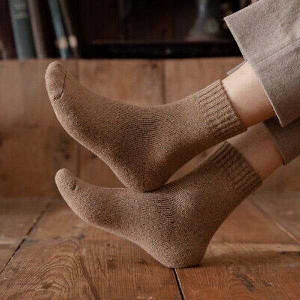 NEW 6pairs Mens Socks Winter Warm Thickened Wool blend Solid Color Casual Socks