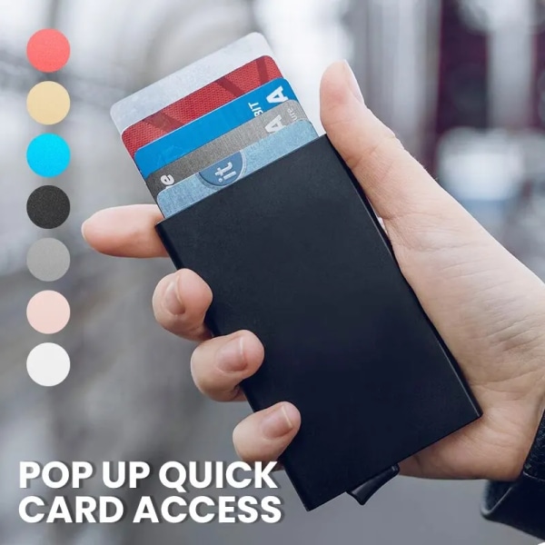 Slim Pop Up Wallet Minimalist Credit Card Holder For Men Women RFID Blocking Mini Metal Case